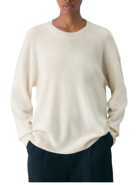 Aritzia Sweaters - Aritzia Feather Cashmere Relaxed Crew Sweater Light Oatmeal Womens Size Large